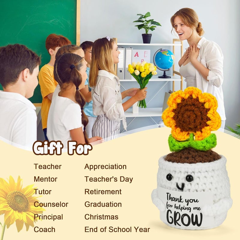 MBL Sunflower Valentines for Teacher Women - Thank You Appreciation Emotional Inspirational Support Crochet Sunflowers Gifts Valentine's Day for Teachers Men Coworker Boss Lady Friend Retirement - Image 5